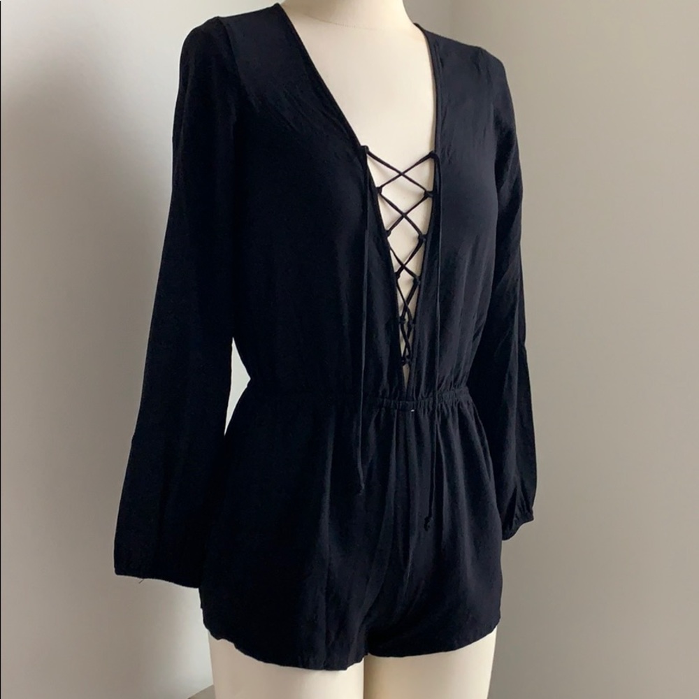 Black Long Sleeve Romper - Small